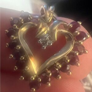 10k hold w/diamond & ruby (rubies) pendant Vintage